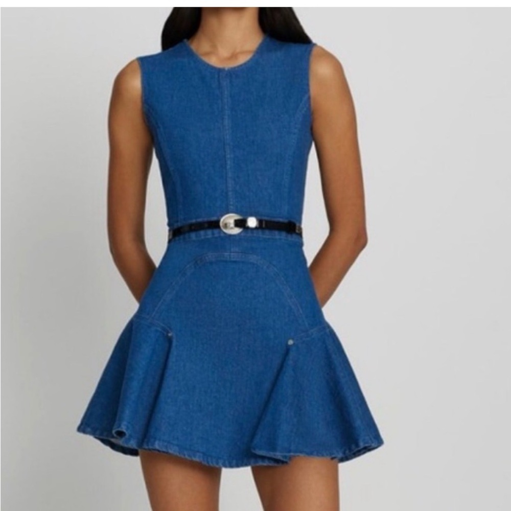 NWT 7 FOR ALL MANKIND Denim Flounce mini dress Size Large